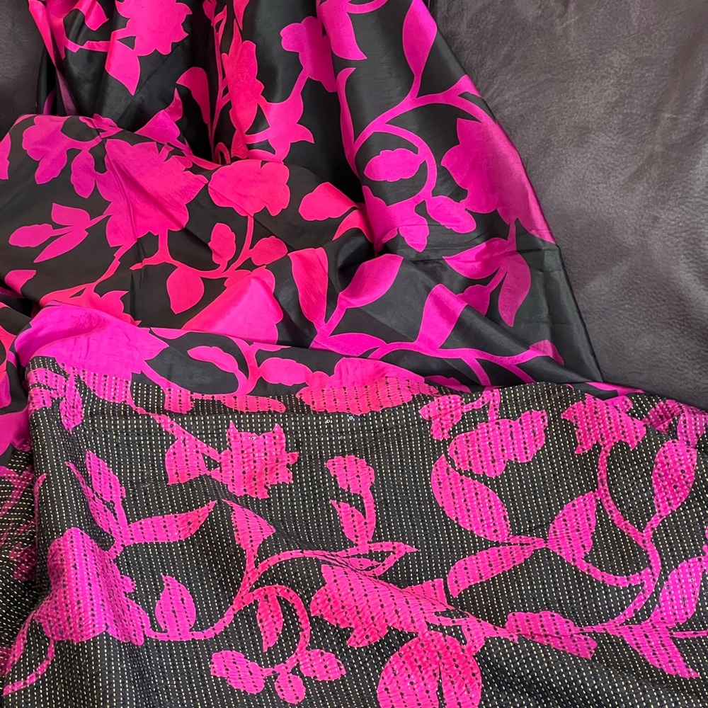 Floral Pink and Black Women's Scarf